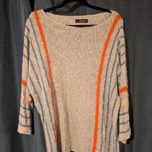 Chico's Women's Striped Sweater - Gray and Orange